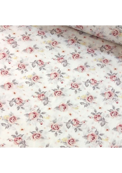 Somon Tomurcuk Gül Nevresimlik Poplin Kumaş-Tknhm