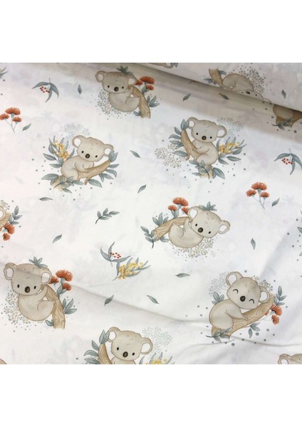 Tarçın Koala Nevresimlik Poplin Kumaş-Tknhm