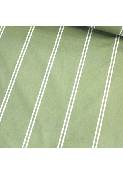 Yeşil Çizgili Nevresimlik Poplin Kumaş-Dstr