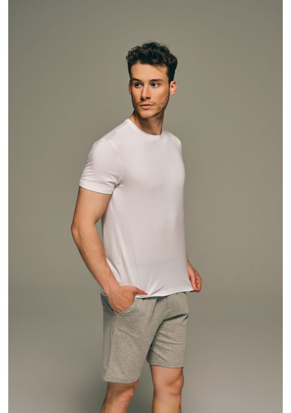 Erkek Modal Bisiklet Yaka Kısa Kollu T-Shirt fiyatları
