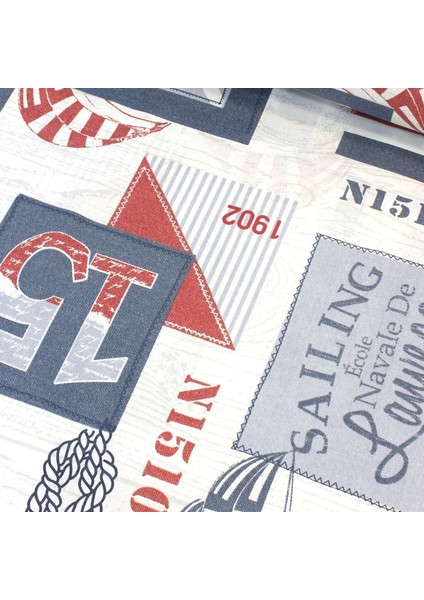 Mavi Kırmızı Jean Nevresimlik Poplin Kumaş-Wlhm