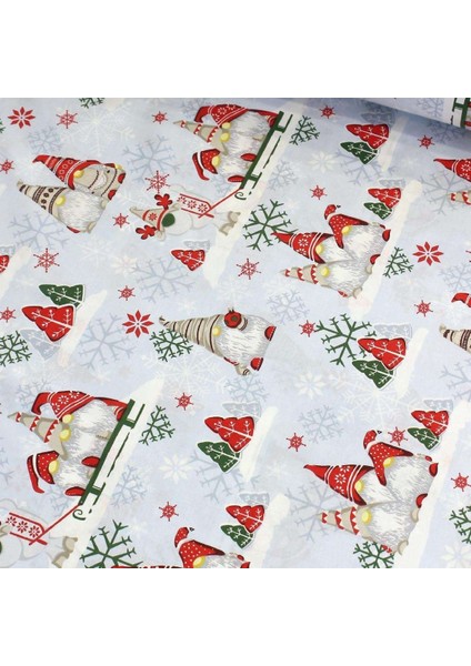 Mavi Noel Baba Nevresimlik Poplin Kumaş-Wlhm