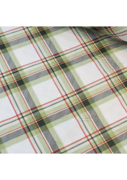 Yeşil Ekose Nevresimlik Poplin Kumaş-Wlhm