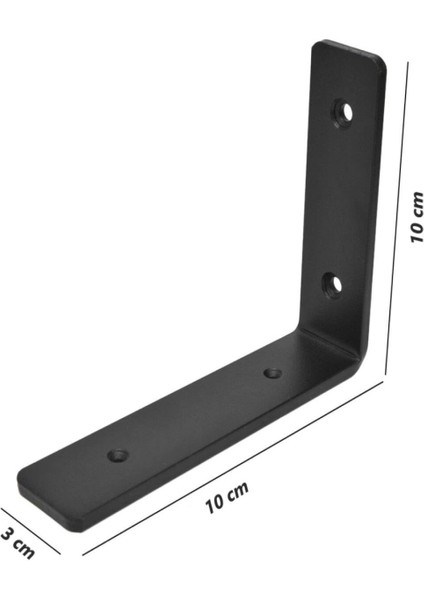 10 x 10 cm Ağır Yük Köşebent Raf Altı Ayak Raf Tutucu L Demir Siyah Montaj Aparatı (2 Adet)