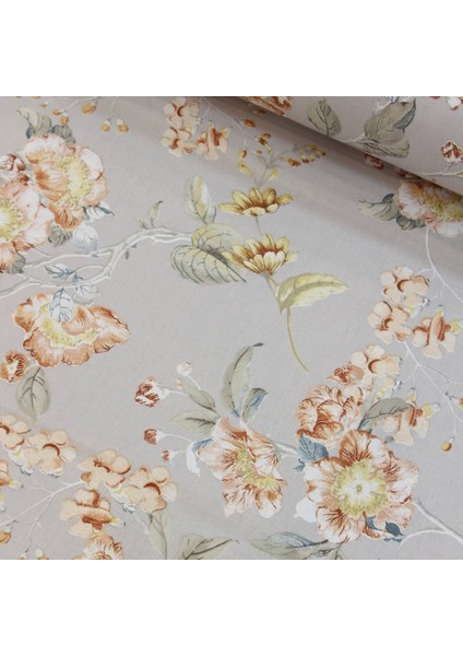 Kiremit Güller Nevresimlik Poplin Kumaş
