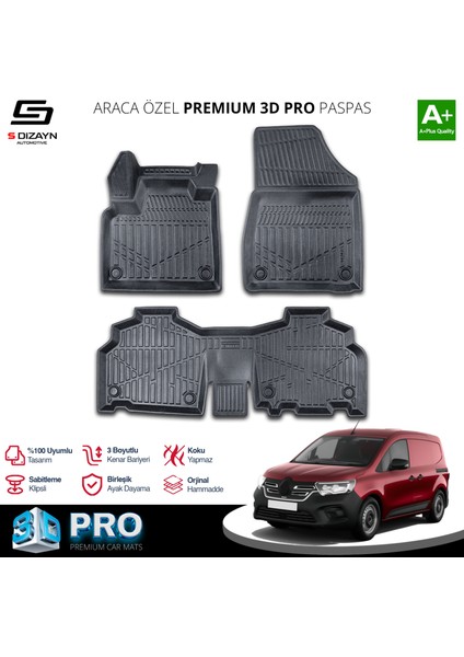 Renault Kangoo 3D Pro Havuzlu Paspas 2024 Üzeri A+ Kalite