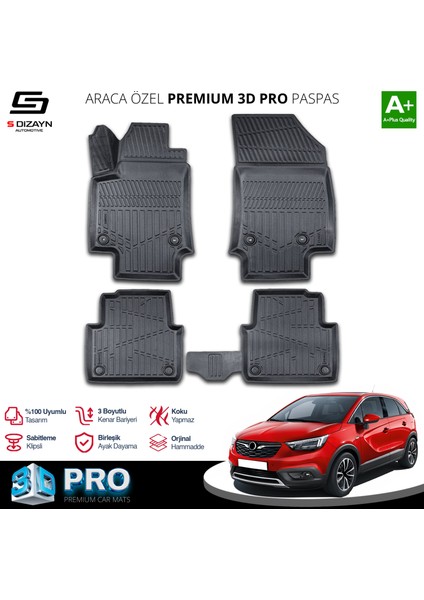 Opel Crossland x 3D Pro Havuzlu Paspas 2020 Üzeri A+ Kalite