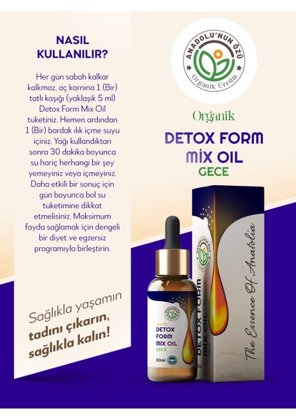Organik Detox Form Mix Oil • Gece Kullanım • 50 ml | Soğuk Pres Bitkisel Karışım | Doğal • Katkısız fiyatları