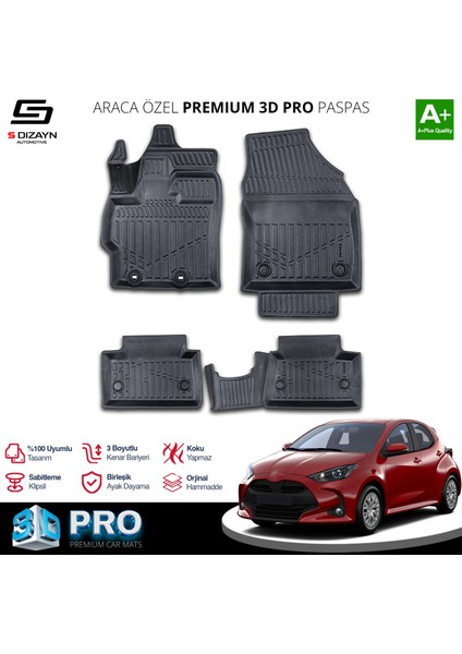 Toyota Yaris 3D Pro Havuzlu Paspas 2020 Üzeri A+ Kalite