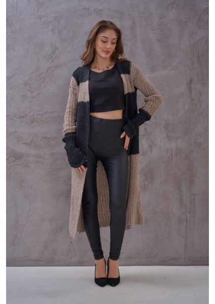 Kadın Renk Mixli Uzun Rahat Kalıp Triko Hırka fiyatları