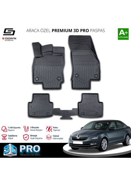 Skoda Octavia 3D Pro Havuzlu Paspas 2013-2020 A+ Kalite