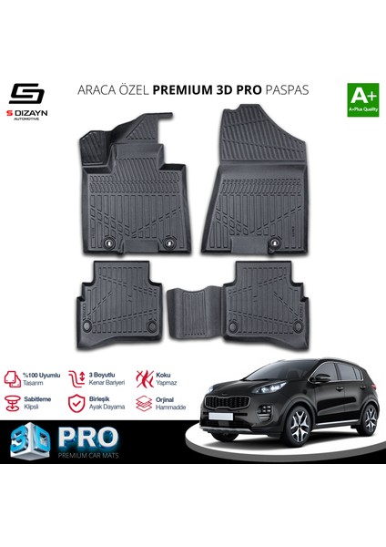 Kia Sportage 3D Pro Havuzlu Paspas 2016-2021 A+ Kalite