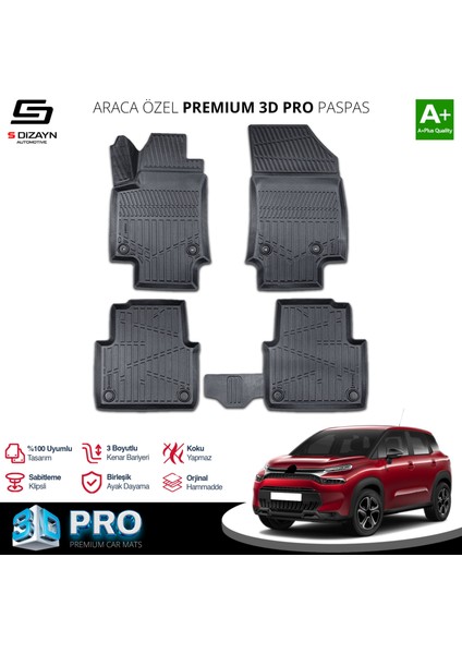 Citroen C3 Aircross 3D Pro Havuzlu Paspas 2017-2024 A+ Kalite