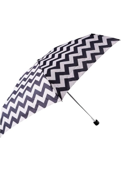Moods Up Siyah Beyaz Zikzaklı Manuel Mini Şemsiye - Rüzgara Dayanıklı, Hafif, Renkli Tasarım fiyatları