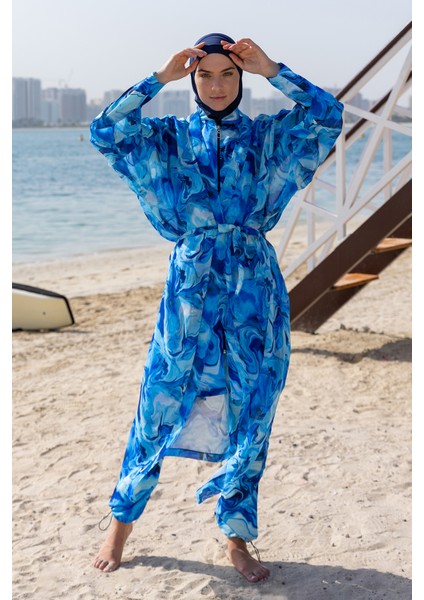 Remsa Tesettür Mayo Üzerine Tek Kaftan Kimono Pareo RP010 Nil