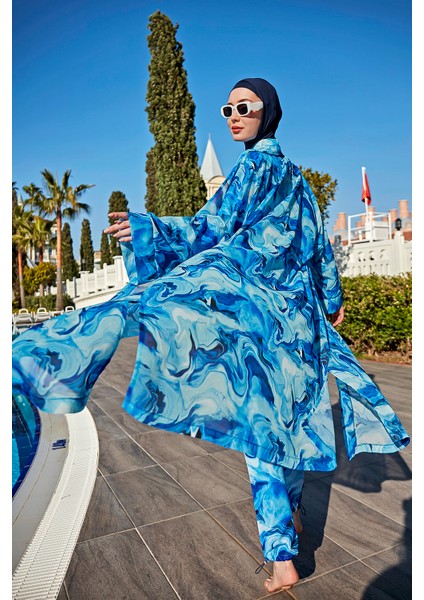 Remsa Tesettür Mayo Üzerine Tek Kaftan Kimono Pareo RP010 Nil fiyatları