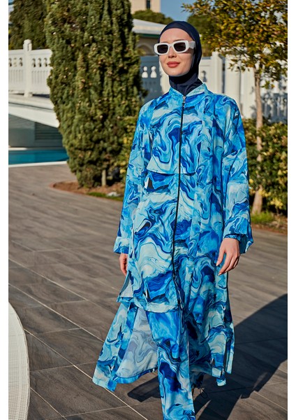 Remsa Tesettür Mayo Üzerine Tek Kaftan Kimono Pareo RP010 Nil modelleri