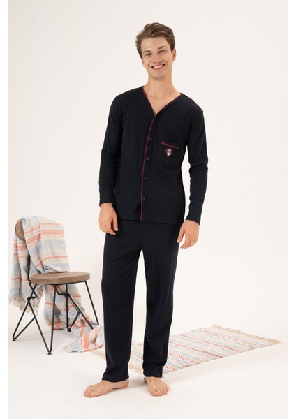 Erkek Interlok Pijama Takımı 23410 Lacivert