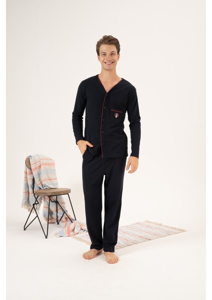 Erkek Interlok Pijama Takımı 23410 Lacivert