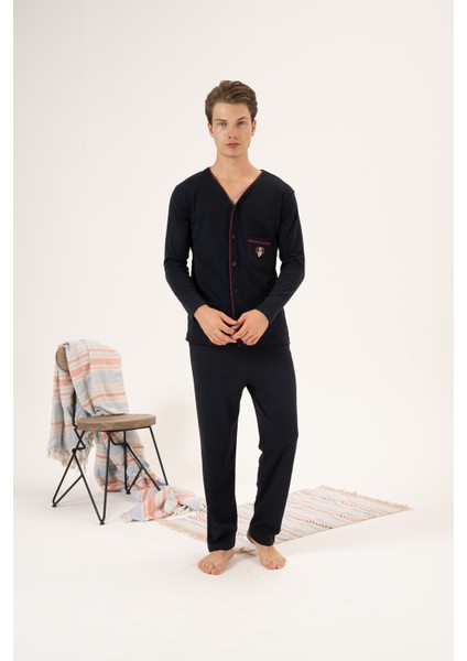 Erkek Interlok Pijama Takımı 23410 Lacivert