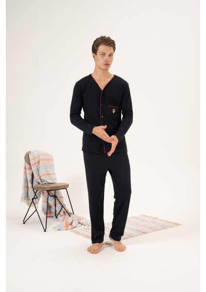 Erkek Interlok Pijama Takımı 23410 Lacivert