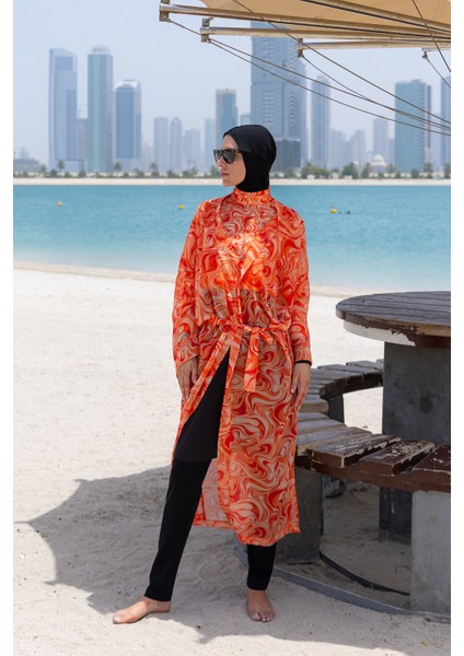 Remsa Tesettür Mayo Üzerine Tek Kaftan Kimono Pareo RP007 Melis