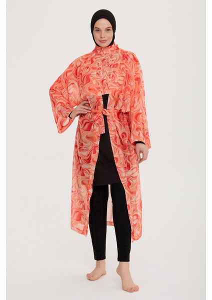 Remsa Tesettür Mayo Üzerine Tek Kaftan Kimono Pareo RP007 Melis modelleri