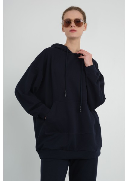 Kapüşonlu Sweatshirt Lacivert
