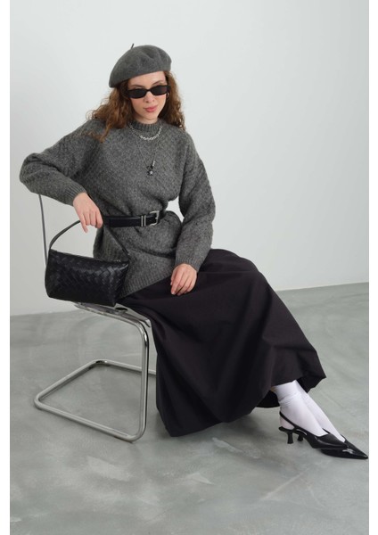 Örümcek Örgülü Kazak Antrasit