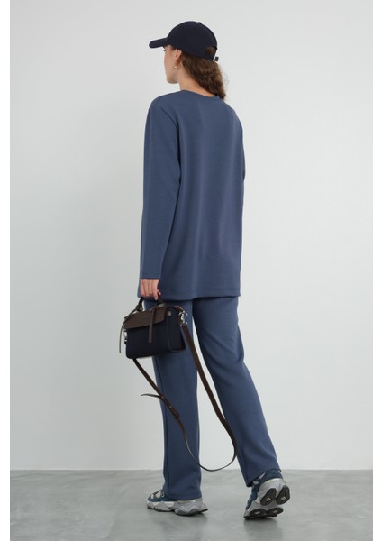 Nervürlü Modal Sweat Kot Mavi fiyatları