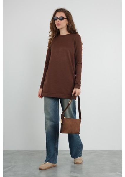 Basic Bisiklet Yaka Triko Acı Kahve fiyatları