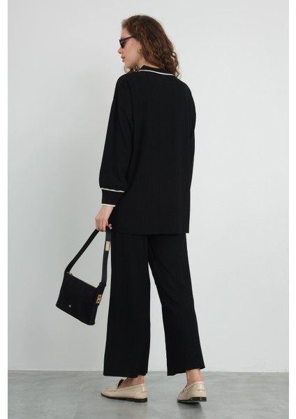 Şerit Detaylı Triko Pantolon Siyah fiyatları