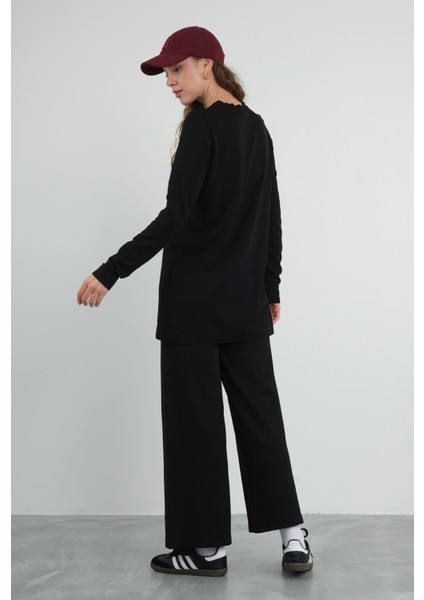 Basic Bisiklet Yaka Triko Siyah modelleri