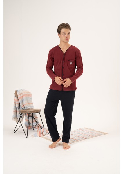 Erkek Interlok Pijama Takımı 23410 Bordo fırsatları