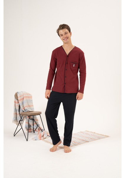 Erkek Interlok Pijama Takımı 23410 Bordo indirimleri