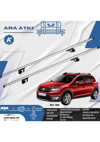 Dacia Stepway 2013-2014-2015-2016-2017-2018-2019-2020 Oluklu Port Bagaj Ara Atkı Tavan Barı Gri 2 Adet
