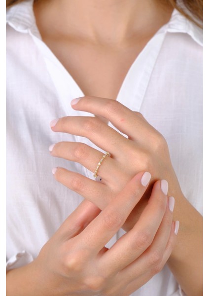 14 Ayar Altın Taşlı Minimal Yüzük fiyatları