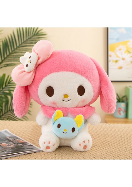 Yaratıcı Sırt Çantası Serisi Küçük Şeytan Bebek Pembe Tavşan Beyaz Yay Köpek Peluş Oyuncak Yastık 50 cm (Yurt Dışından)