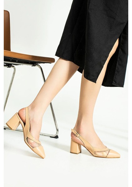 Kadın Renkli Burun Topuklu Sandalet Kırmızı, Siyah, Taba Burun