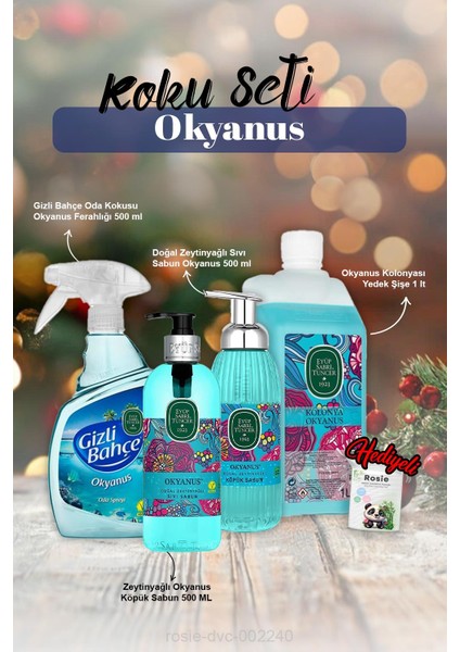 Okyanus Sıvı ve Köpük Sabun 500ML, Kolonya 1lt, Oda Kokusu 500ML ve Rosie Pamuk