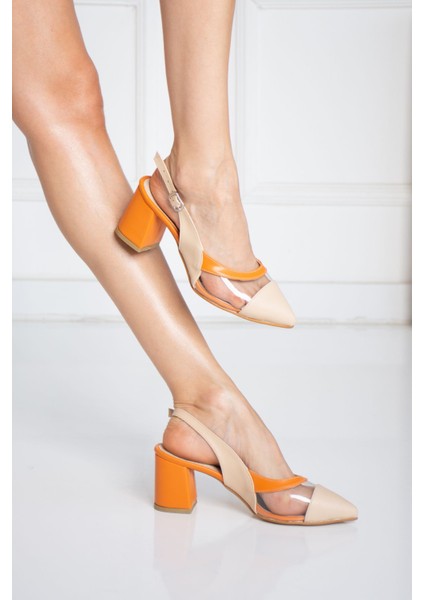 Kadın Renkli Burun Topuklu Sandalet Kırmızı, Siyah, Taba Burun fiyatları