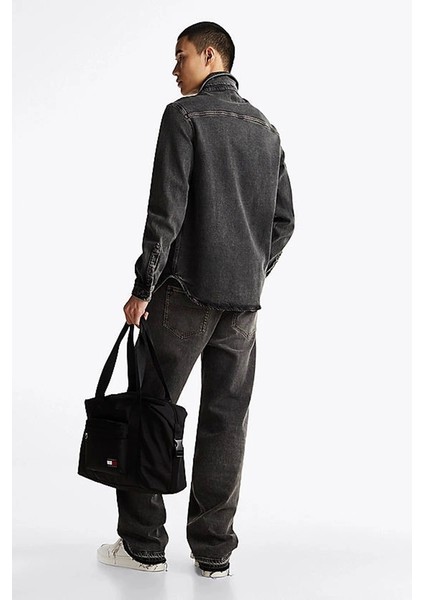 Erkek Siyah Regular Fit Kot Gömlek