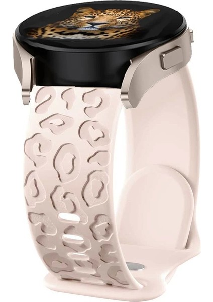 Samsung Galaxy Watch Active 2/gear Sport/s2 Classic/watch 3 41MM Uyumlu Leopar Desenli Siliko Kordon