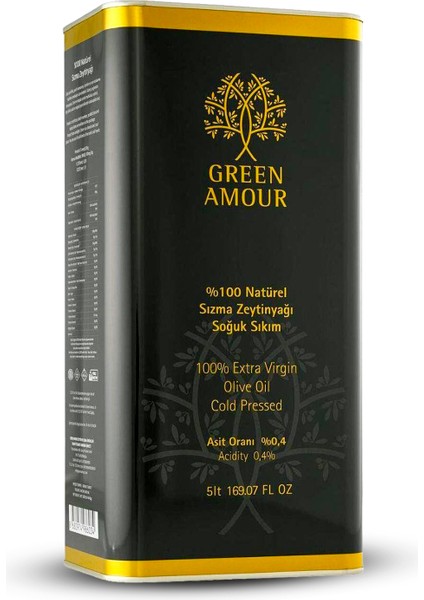 Green Amour Soğuk Sıkım 0,3 Asit 5lt %100 Natürel Sızma Zeytinyağı