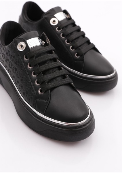 2559 Kadin Bağcikli Şerit Detayli Sneakers Ayakkabi