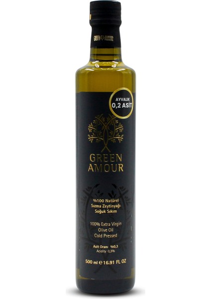 Green Amour Soğuk Sıkım, Ayvalık 0,2 Asit 500 ml %100 Natürel Sızma Zeytinyağı