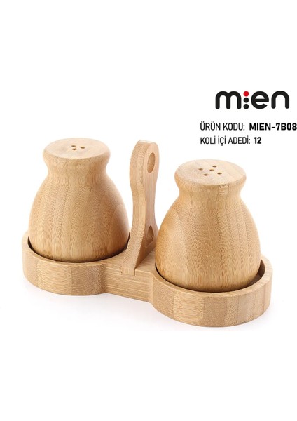 Mien Bambu Standlı Minnak Mantar Tuzluk ve Biberlik