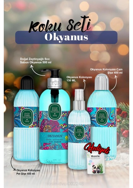 Cam ve Pet Şişe Kolonya 400ML, Kolonya 150ML, Sıvı Sabun 500ML ve Rosie Pamuk