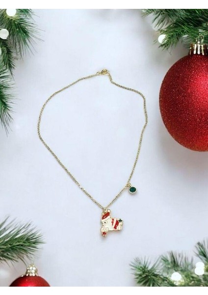 Yılbaşı Temalı Noel Baba Charmlı Kutulu Tasarım Kolye