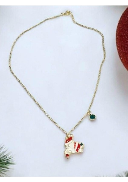 Yılbaşı Temalı Noel Baba Charmlı Kutulu Tasarım Kolye